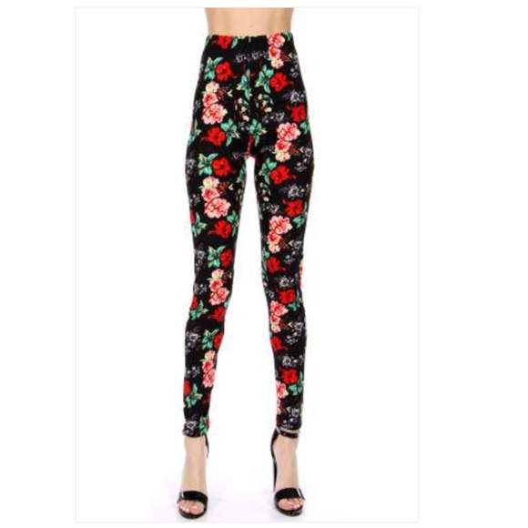 Butter Soft Water Color Floral Leggings - Picture 4 of 7